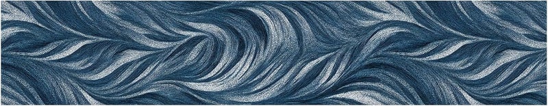 IOHEFY Blue Abstract Wallpaper Border 196x4 Inch Peel and Stick Wall Border Modern Wave Pattern Removable Vinyl Wall Trim Bathroom Kitchen Living Room Bedroom Home Decor - Image 2
